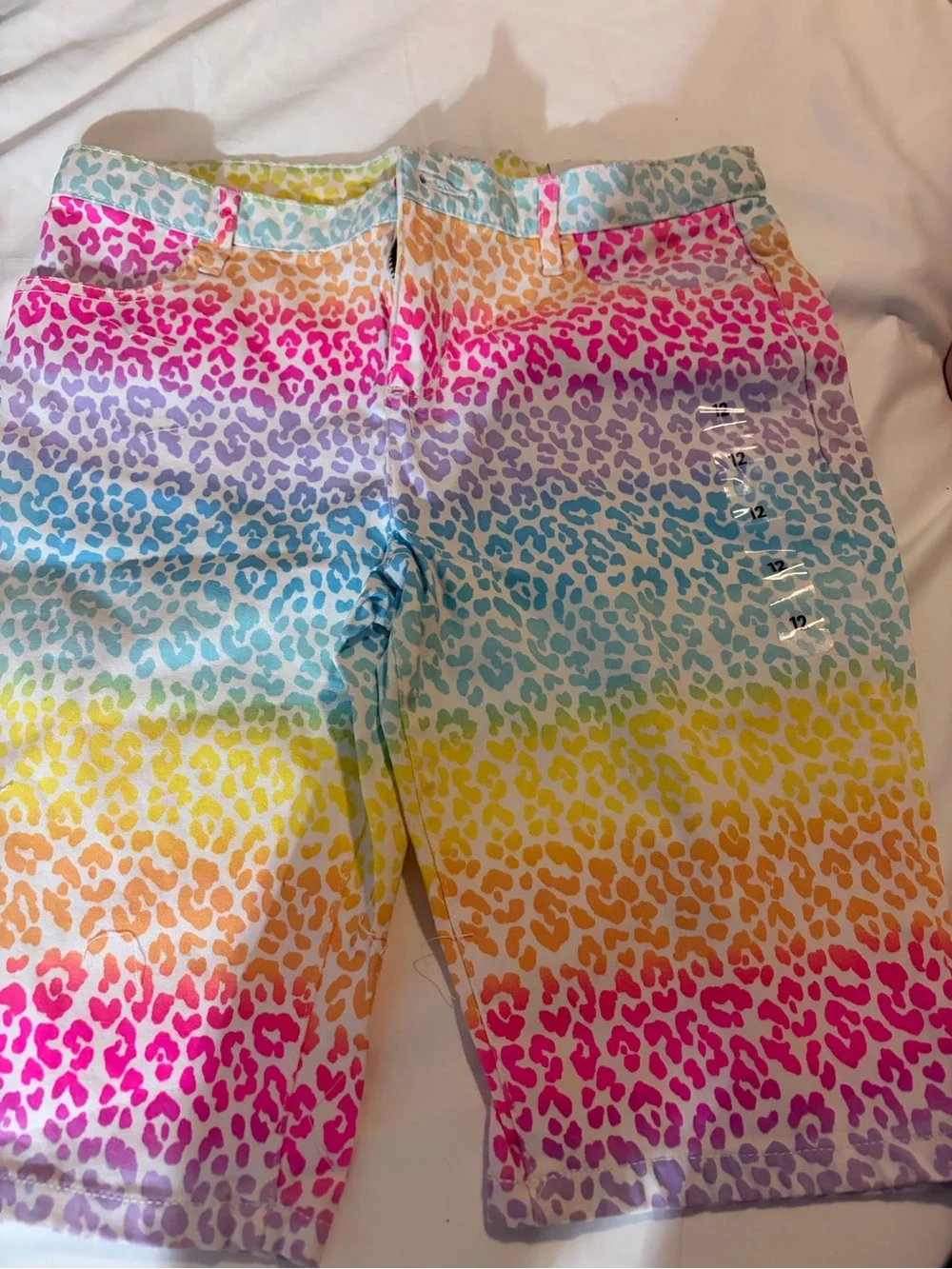 Children’s Place Girls' Rainbow Leopard Print Bermuda Shorts - Size 12 NEW W/Tag